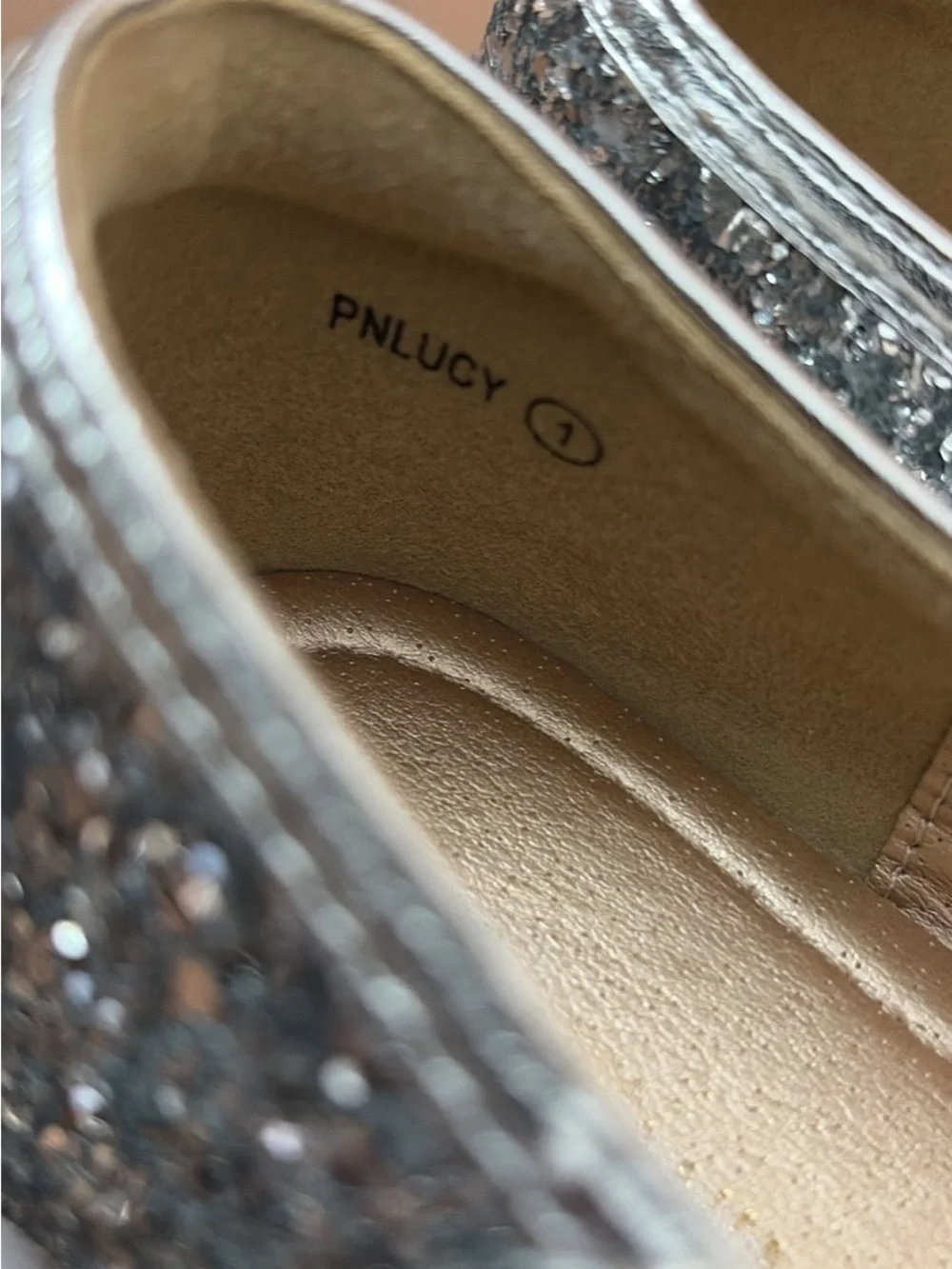 Girls Pandaninjia Silver Glitter Mary Jane Girls' Shoes with Bow